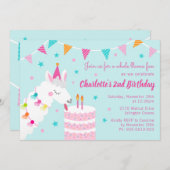 ホールラマおもしろいケーキ2ndバースデーアクア 招待状 (正面/裏面)