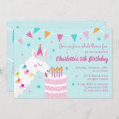 ホールラマおもしろいケーキ5th誕生日アクア 招待状 (正面/裏面)