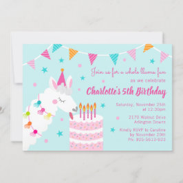 ホールラマおもしろいケーキ5th誕生日アクア 招待状