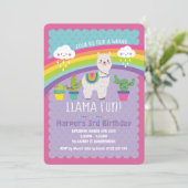 ホールラマおもしろいバースデーパーティ招待状アルパカ 招待状 (スタンド正面)