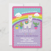 ホールラマおもしろいバースデーパーティ招待状アルパカ 招待状 (正面)