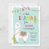 ホールラマおもしろいフィエスタガール誕生日招待状 招待状 (正面)