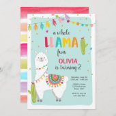 ホールラマおもしろいフィエスタガール誕生日招待状 招待状 (正面/裏面)