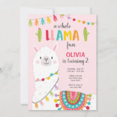 ホールラマおもしろいフィエスタガール誕生日招待状 招待状 (正面)