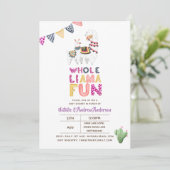 ホールラマおもしろいベビーママシャワーパープルピンクガールズ 招待状 (スタンド正面)