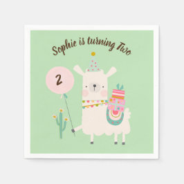 ホールラマおもしろいライムグリーンバースデーパーティー スタンダードカクテルナプキン