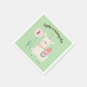 ホールラマおもしろいライムグリーンバースデーパーティー スタンダードカクテルナプキン (角)