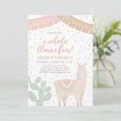 ホールラマおもしろいラマアルパカガール誕生日 招待状 (スタンド正面)