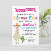 ホールラマおもしろい-ラマ誕生日パーティー 招待状 (スタンド正面)