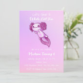 ホールロトルおもしろいマゼンタピンクアクソロトル誕生日 招待状 (スタンド正面)