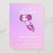ホールロトルおもしろいマゼンタピンクアクソロトル誕生日 招待状 (正面/裏面)