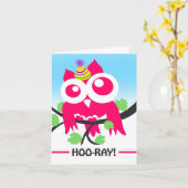 ホーレイ、お前の誕生日だおもしろい誕生日フクロウ カード (黄色い花)