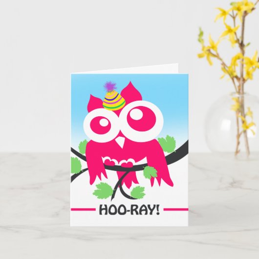 ホーレイ、お前の誕生日だおもしろい誕生日フクロウ カード (黄色い花)