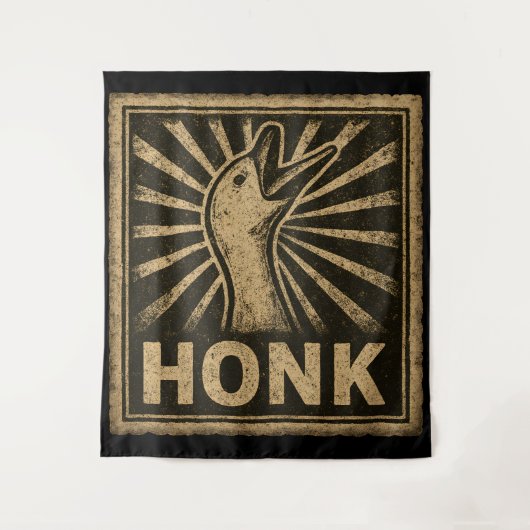 ホーンクグースアおもしろいックチキンミーム タペストリー (正面)