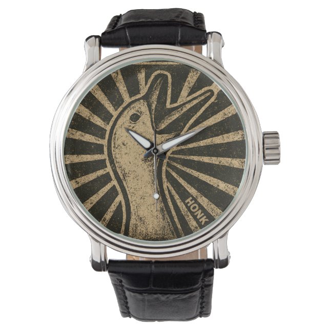 ホーンクグースアおもしろいックチキンミーム 腕時計 (正面)