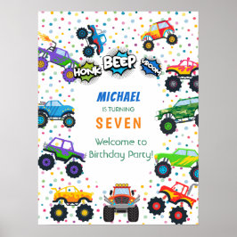 ホーンクビープvroomモンスタートラックボーイ誕生日へようこそ ポスター
