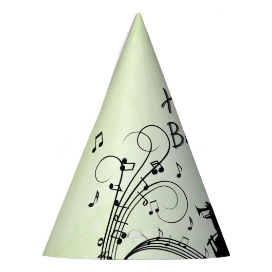 ホーンセクショントランペットジャズミュージック誕生日グリーン パーティーハット (左)