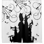 ホーンセクショントランペットジャズ音楽 シャワーカーテン (正面)