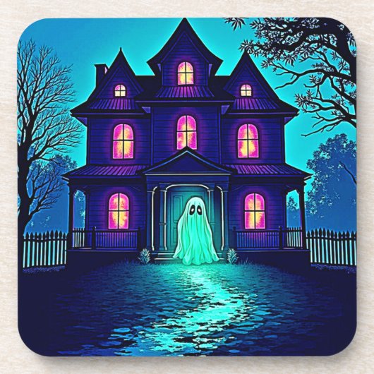 ホーンテッドハロウィーンゴーストハウスデザイン コースター (正面)