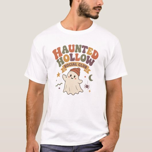 ホーンテッドホローソーシャルクラブの幽霊デザイン Tシャツ (正面)