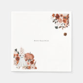 ホーンテッド・ハーヴェスト・フローラル&ゴースト ハロウィン スタンダードカクテルナプキン (正面)