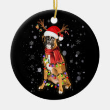 ホーントナカイ付きクリスマスライトボクサードッグ