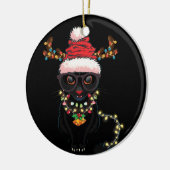 ホーントナカイ付き黒猫クリスマスライト セラミックオーナメント (左)
