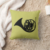 ホーンフランスのシルエット：ミュージカル楽器 クッション (ブランケット)