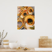 ホーンフランスのミュージシャンおもしろいカエル脱出アーティスト ポスター (キッチン)