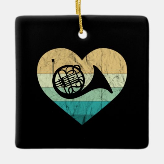 ホーンプレイヤーがホーンホーンをフランスの愛する セラミックオーナメント (正面)