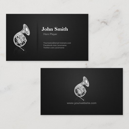ホーンプレーヤー – プロフェッショナルプレミアムブラックメッシュ 名刺 (正面/裏面)