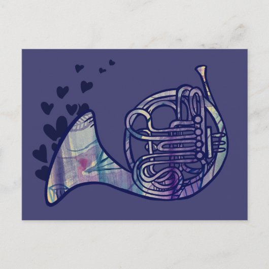 ホーンラブバンドクラスフランスのアート ポストカード (正面)