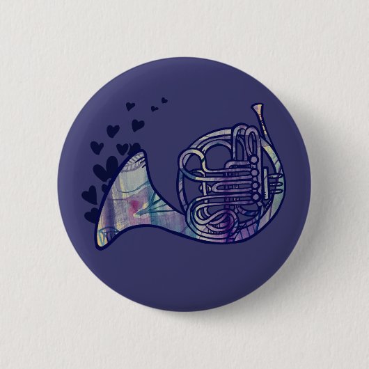 ホーンラブバンドクラスフランスのアート 缶バッジ (正面)