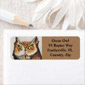 ホーン素晴らしフクロウ野生生物アート住所 シール (インサイチュ)