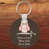 ホー与えトピンクリボンフクロウのキーチェーン キーホルダー (正面)