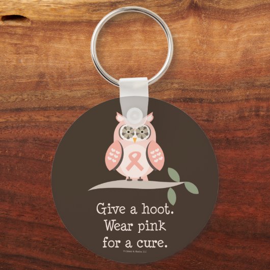 ホー与えトピンクリボンフクロウのキーチェーン キーホルダー (正面)