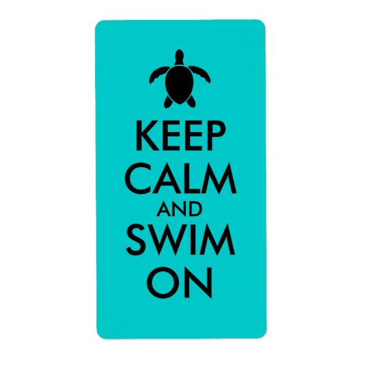 ホー保ヌウミガメに穏やかにカスタム泳ぐ ラベル (正面)