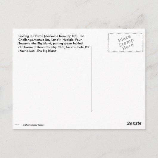 ホー保ルフ・ハワイ ポストカード (裏面)