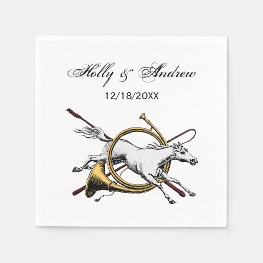 ホー名門私立校風のン色を飛び越える乗馬 スタンダードカクテルナプキン (正面)