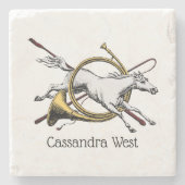 ホー名門私立校風のン色を飛び越える乗馬 ストーンコースター (正面)