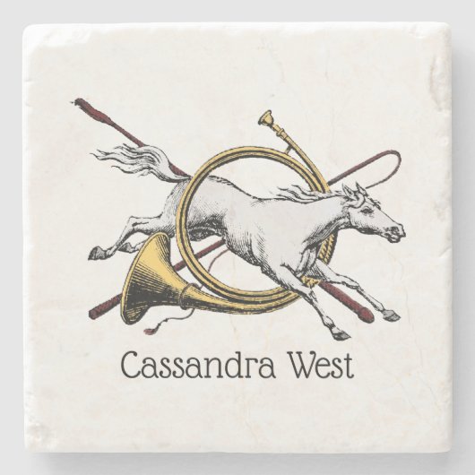 ホー名門私立校風のン色を飛び越える乗馬 ストーンコースター (正面)