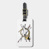 ホー名門私立校風のン色を飛び越える乗馬 ラゲッジタグ (正面縦)