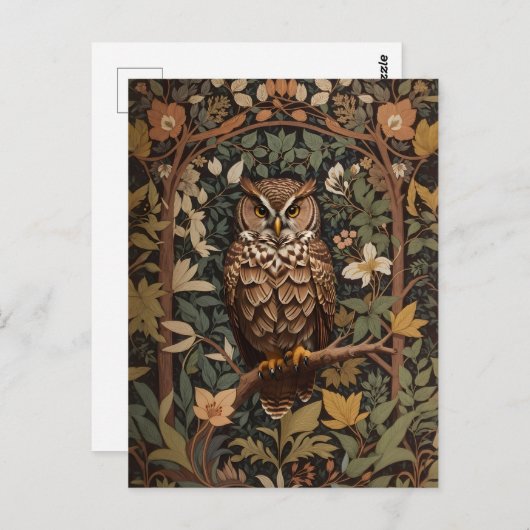 ホー威厳のあるル素晴らしフクロウ林 ポストカード (正面/裏面)
