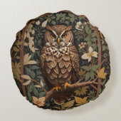 ホー威厳のあるル素晴らしフクロウ林 ラウンドクッション (裏面)