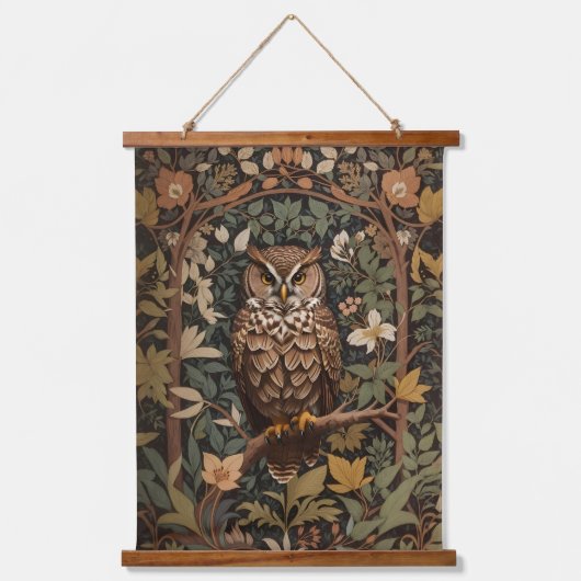 ホー威厳のあるル素晴らしフクロウ林 吊り下げ型タペストリー (正面)