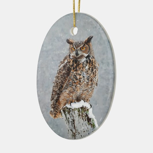 ホー素晴らしムクロウの年の絵を描クリスマス セラミックオーナメント (左)