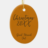 ホー素晴らしムクロウの年の絵を描クリスマス セラミックオーナメント (裏面)