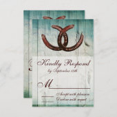 ホー素朴スショーズカントリースタイル結婚式出欠 出欠カード (正面/裏面)