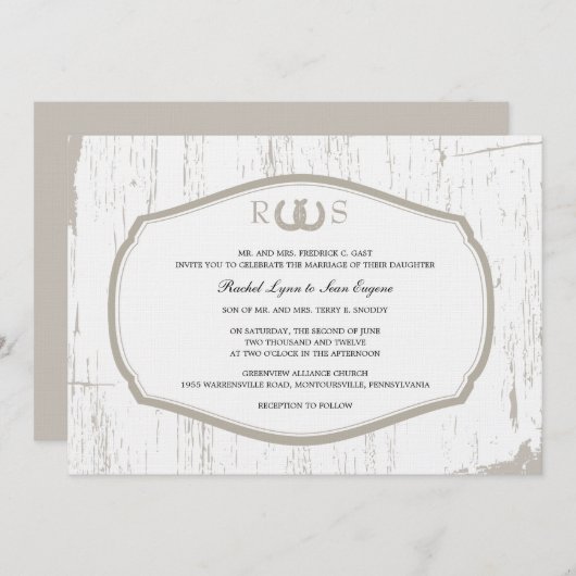 ホー素朴スショーズバ結婚ーンズ 招待状 (正面/裏面)