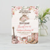 ホー素朴ダウン女性のカーボーイ誕生日パーティーの招待 招待状 (スタンド正面)